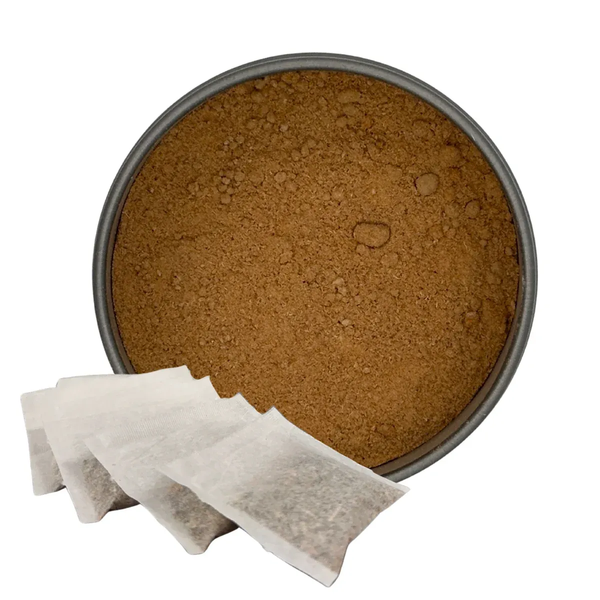 Digestive Tea, Tea Bags: tea in a round dish with paper sachets alongside it
